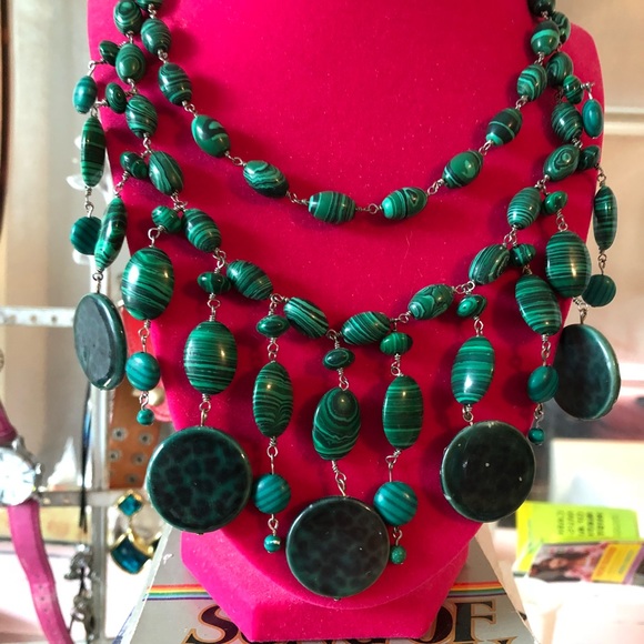 OOAK Jewelry - One-of-a-kind green malachite beaded necklace